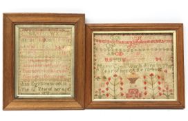 George III sampler worked with the alphabet and verse by Ann Davison aged 12,