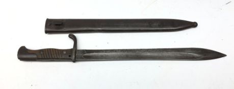 WW1 German Mauser 98/05 Butcher bayonet, 36.5cm single edge fullered blade stamped Weyersberg & Co.