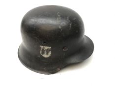 WW2 Waffen SS steel helmet, grey paint finish with single SS decal to side,