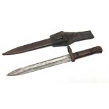 WW2 Hungarian bayonet, 25cm steel single edge fullered blade stamped FGGY, crossguard stamped 130M,