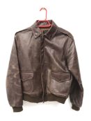 WW2 US Air Force type brown leather flying style jacket, labelled Type A-2 DWG No.30-1415, Order No.