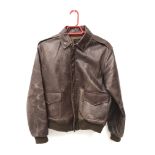 WW2 US Air Force type brown leather flying style jacket, labelled Type A-2 DWG No.30-1415, Order No.