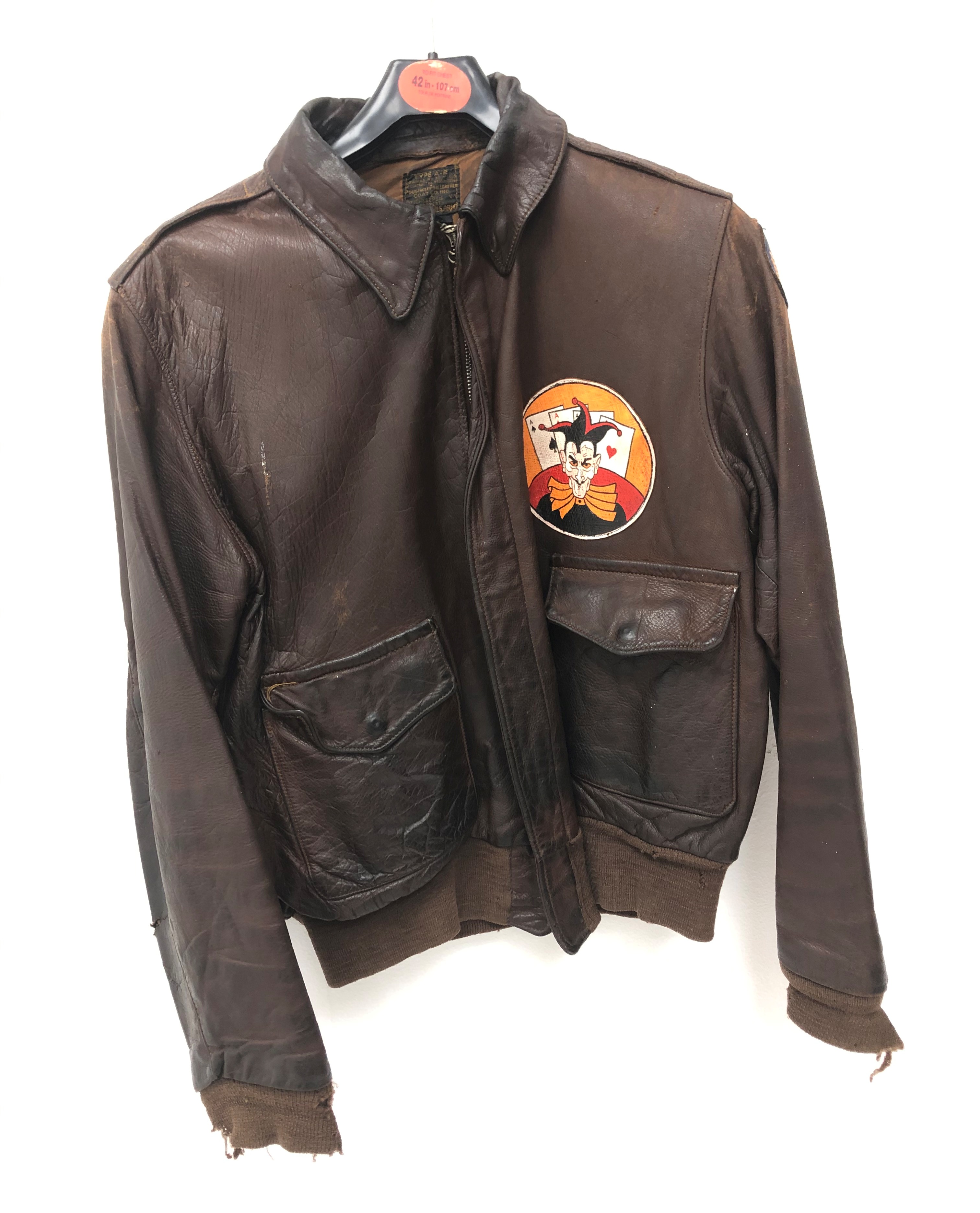 WW2 US Air Force brown leather flying jacket, back painted 'Liberty ...