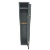 Metal security storage cabinet for four guns, single door with two locks and keys, W26cm, H151cm,