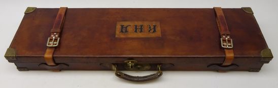 Early 20th Century leather and brass bound fitted shotgun case