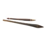 Aboriginal wooden nula, nula club of typical form with bulbous end and tapering shaft,