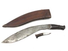 Kukri knife, 35cm curved steel blade stamped on back F.