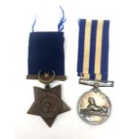 Egypt pair, Egypt medal 1882-89 to 4973 Pte.G.Russell 3/Grenr. Gds and Khedive's Star later named G.