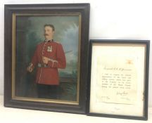 Hand overpainted painted Portrait photograph of a Victorian Army Officer in dress uniform with the