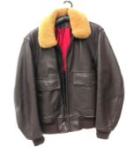 US Air Force style brown leather flying type jacket, labelled Jacket Aviator's, Intermediate Spec.