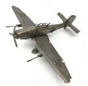 POW work style metal model of a Junkers Ju87 dive bomber, L28cm,