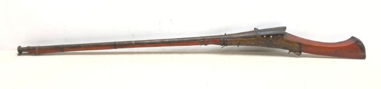 Indian matchlock gun torador, with swollen breech and muzzle,