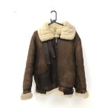 US Air Force style brown leather sheepskin lined flying type jacket,