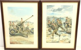 Charles C Stadden 1919-2002, Ack Ack Gun and Normandy Landing, pair of watercolours,