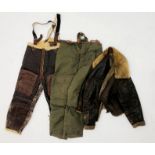 US Air Force style brown leather sheepskin lined flying type jacket, labelled B-2 Perry Sportswear,