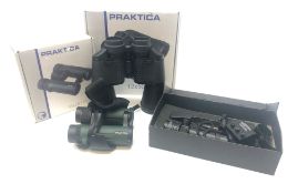 Praktika 12x50 Pioneer binoculars and 10x26 Pioneer binoculars, and an LED Lenser,