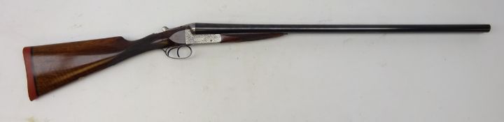 12 bore side by side English sporting gun by R Leach of Oldan, 28inch barrel, box lock ejector,