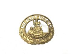 Mersey Docks & Harbour Board Railway cap badge with Minerva and Neptune in titled laurel leaf