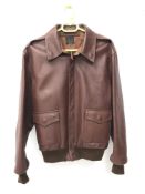 WW2 US Air Force type mid-brown leather flying type jacket size 44, labelled Type A-2 DWG No.