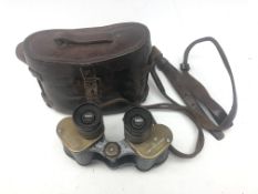 Pair WW2 Taylor-Hobson brass mounted binoculars marked Bino. Prism. No. 2 MKII x 6 no.