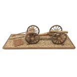 Wooden and brass scale model of an c1815 Napoleonic Field Gun with Limber,