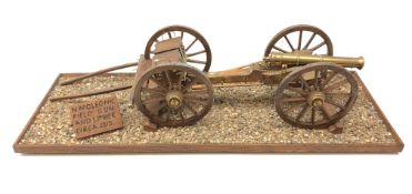 Wooden and brass scale model of an c1815 Napoleonic Field Gun with Limber,