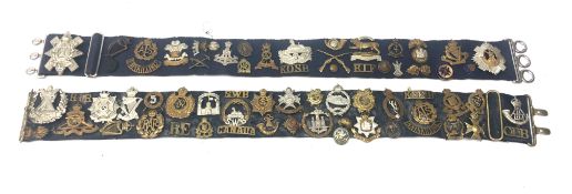 Collection of sixty-five Glengarry and cap badges, shoulder titles, collar dogs,