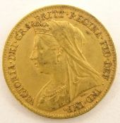 Queen Victoria 1899 gold half sovereign
