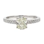 18ct white gold diamond solitaire ring with diamond shoulders hallmarked, diamond total weight 1.