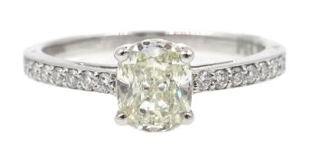 18ct white gold diamond solitaire ring with diamond shoulders hallmarked, diamond total weight 1.