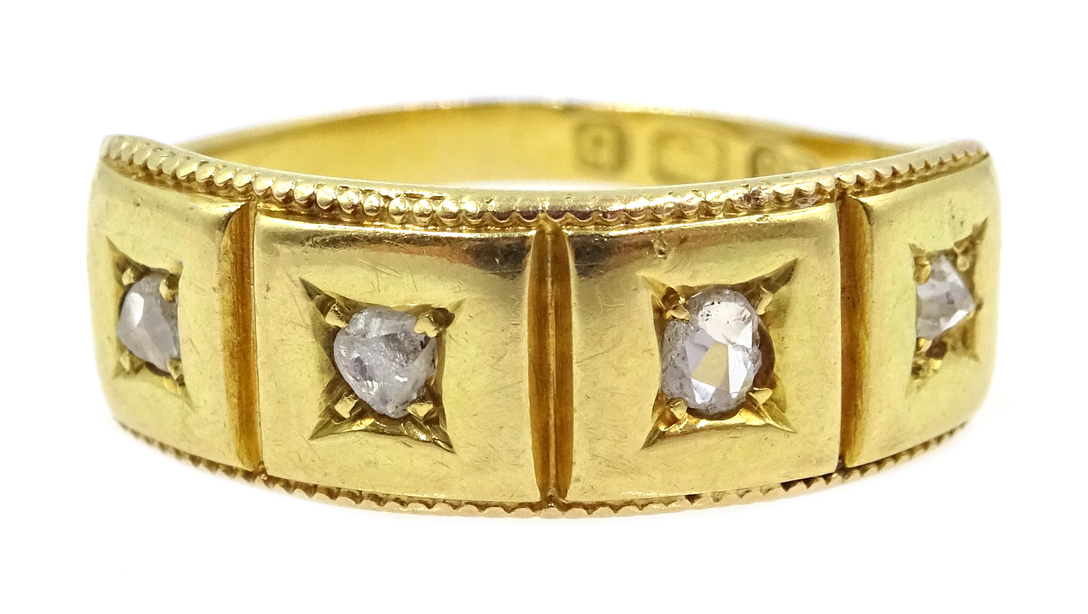 Victorian 18ct gold four stone diamond ring,