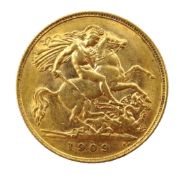 1909 gold half sovereign