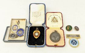 Reckitt's Boys Club hallmarked 9ct gold presentation fob, two hallmarked silver fobs,