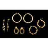 Four pairs of 9ct gold earrings stamped 375 or tested,