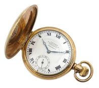 Northern Goldsmiths Co Newcastle Admiralty gold-plated full hunter pocket watch, top wound,
