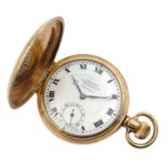 Northern Goldsmiths Co Newcastle Admiralty gold-plated full hunter pocket watch, top wound,