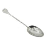 Robert Welch silver serving spoon, twisted handle and beaten bowl, London 1987,