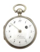 French silver verge pocket watch, signed Chanu A Chalon S.