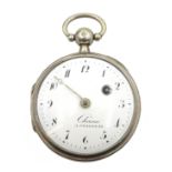 French silver verge pocket watch, signed Chanu A Chalon S.