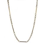 14ct gold (tested) bar link necklace, approx 8.