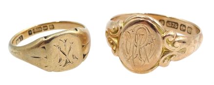 Edwardian 9ct rose gold signet ring,