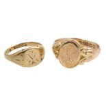 Edwardian 9ct rose gold signet ring,