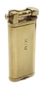 Rare Dunhill "Slim" 9ct gold lighter, engine turned decoration, patent No.661587, London 1959, H.