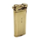 Rare Dunhill "Slim" 9ct gold lighter, engine turned decoration, patent No.661587, London 1959, H.