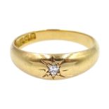 18ct gold single stone diamond gypsy ring, hallmarked Condition Report Approx 3.