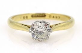 Gold single stone diamond ring stamped 18ct Plat, diamond 0.