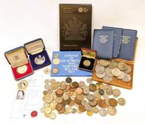 Collection of Great British and World coins including Queen Elizabeth II 1977 silver proof crown