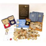 Collection of Great British and World coins including Queen Elizabeth II 1977 silver proof crown