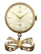 Omega 9ct gold fob watch calibre 266, back case stamped 754948, Birmingham 1956,