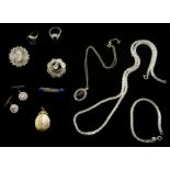 Silver Blue John pendant necklace, silver box link necklace and matching bracelet,